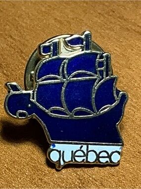 Quebec Tall Ship Enamel Lapel Pin Made in Canada - Nautical Souvenir  Vintage